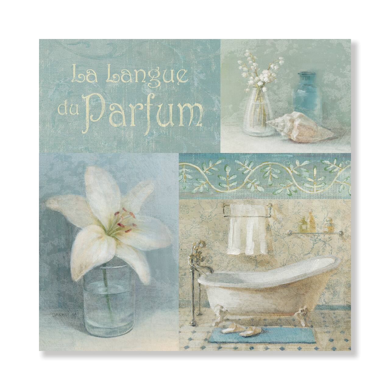 Designart - Bathroom Lily Parfum Bath Story - Traditional Premium Canvas Wall Art